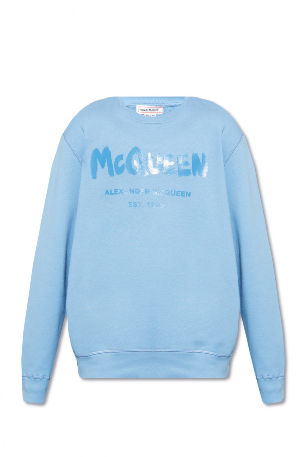 Alexander McQueen Women s Heel Tab Wedge Sole Sneakers in White Rose Gold SchaferandweinerShops AG Blue Sweatshirt with logo Alexander McQueen